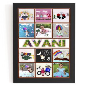 Personalised Photo Frame for Kids, Birthdays, 1-12 Months Collage (12×18 (A3 Size))