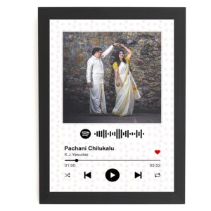Spotify Photo Frame Anniversary, Wedding Gift Personalised Customised with Photo, Song Play with Scan QR Code Stand